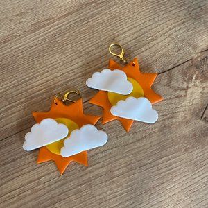August Rivers handmade clay earrings - sun
